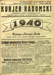 Kurier Radomski, 1940, R. 2, nr 1