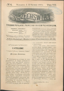 Wszechświat : Tygodnik popularny, poświęcony naukom przyrodniczym, 1888, T. 7, nr 4