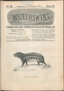 Wszechświat : Tygodnik popularny, poświęcony naukom przyrodniczym, 1885, T. 4, nr 32