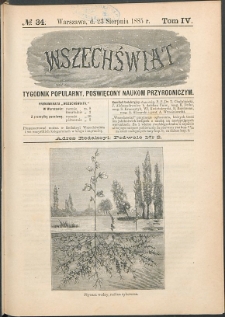 Wszechświat : Tygodnik popularny, poświęcony naukom przyrodniczym, 1885, T. 4, nr 34