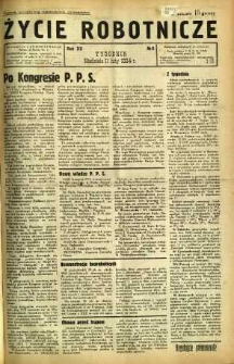 Życie Robotnicze, 1934, R. 12, nr 8