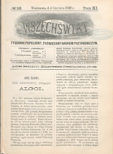 Wszechświat : Tygodnik popularny, poświęcony naukom przyrodniczym, 1892, T. 11, nr 23