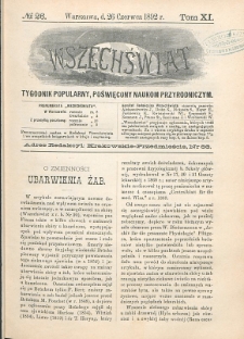 Wszechświat : Tygodnik popularny, poświęcony naukom przyrodniczym, 1892, T. 11, nr 26
