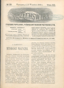 Wszechświat : Tygodnik popularny, poświęcony naukom przyrodniczym, 1892, T. 11, nr 39