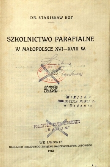 Szkolnictwo parafialne w Małopolsce XVI-XVIII w.