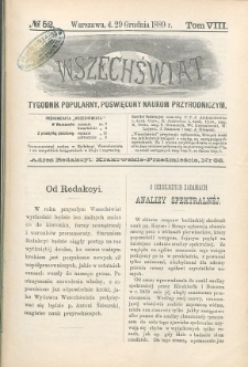 Wszechświat : Tygodnik popularny, poświęcony naukom przyrodniczym, 1889, T. 8, nr 52