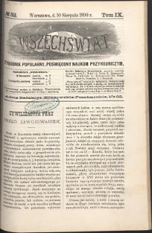 Wszechświat : Tygodnik popularny, poświęcony naukom przyrodniczym, 1890, T. 9, nr 32