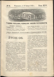 Wszechświat : Tygodnik popularny, poświęcony naukom przyrodniczym, 1895, T. 14, nr 6