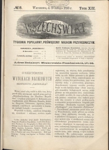 Wszechświat : Tygodnik popularny, poświęcony naukom przyrodniczym, 1893, T. 12, nr 8