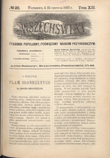 Wszechświat : Tygodnik popularny, poświęcony naukom przyrodniczym, 1893, T. 12, nr 26