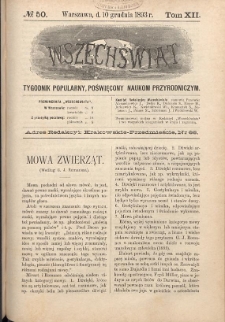 Wszechświat : Tygodnik popularny, poświęcony naukom przyrodniczym, 1893, T. 12, nr 50