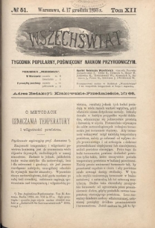 Wszechświat : Tygodnik popularny, poświęcony naukom przyrodniczym, 1893, T. 12, nr 51