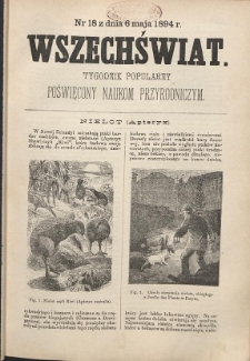 Wszechświat : Tygodnik popularny, poświęcony naukom przyrodniczym, 1894, T. 13, nr 18