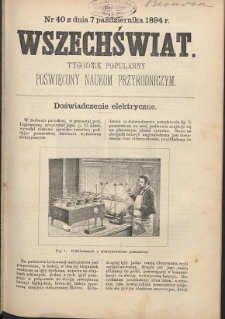 Wszechświat : Tygodnik popularny, poświęcony naukom przyrodniczym, 1894, T. 13, nr 40