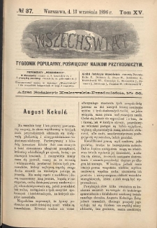 Wszechświat : Tygodnik popularny, poświęcony naukom przyrodniczym, 1896, T. 15, nr 37
