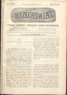 Wszechświat : Tygodnik popularny, poświęcony naukom przyrodniczym, 1904, T. 23, nr 2