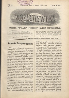 Wszechświat : Tygodnik popularny, poświęcony naukom przyrodniczym, 1899, T. 18, nr 11