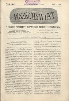 Wszechświat : Tygodnik popularny, poświęcony naukom przyrodniczym, 1904, T. 23, nr 12
