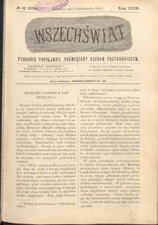 Wszechświat : Tygodnik popularny, poświęcony naukom przyrodniczym, 1904, T. 23, nr 41
