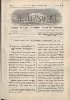 Wszechświat : Tygodnik popularny, poświęcony naukom przyrodniczym, 1899, T. 18, nr 2