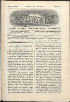 Wszechświat : Tygodnik popularny, poświęcony naukom przyrodniczym, 1901, T. 20, nr 27