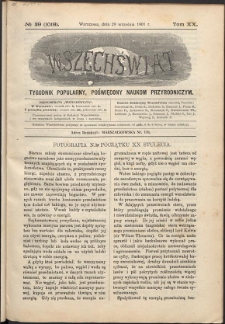 Wszechświat : Tygodnik popularny, poświęcony naukom przyrodniczym, 1901, T. 20, nr 39