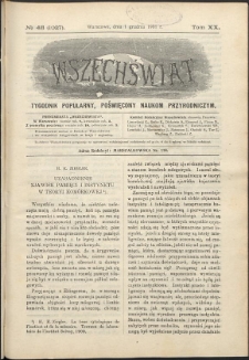Wszechświat : Tygodnik popularny, poświęcony naukom przyrodniczym, 1901, T. 20, nr 48