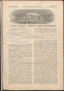 Wszechświat : Tygodnik popularny, poświęcony naukom przyrodniczym, 1901, T. 20, nr 52