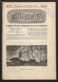 Wszechświat : Tygodnik popularny, poświęcony naukom przyrodniczym, 1886, T. 5, nr 38
