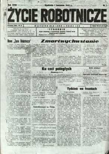 Życie Robotnicze, 1945, R. 18, nr 1