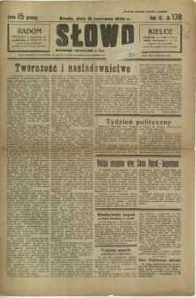 Słowo, 1930. R. 9, nr 138