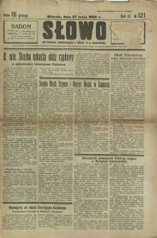 Słowo, 1930. R. 9, nr 121