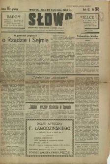 Słowo, 1930. R. 9, nr 98