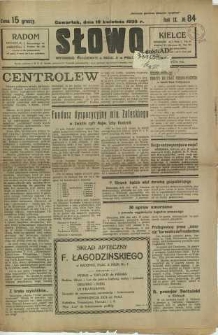 Słowo, 1930. R. 9, nr 84