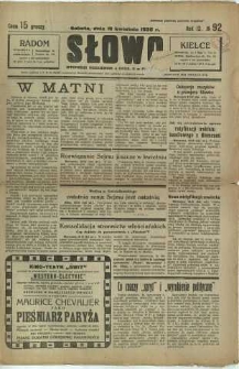 Słowo, 1930. R. 9, nr 92