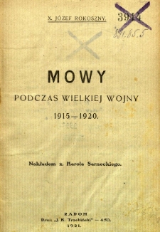 Mowy podczas wielkiej wojny 1915-1920