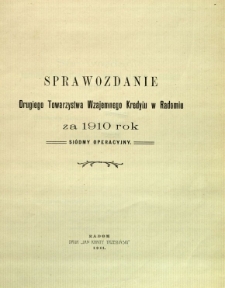 Sprawozdanie Drugiego Towarzystwa Wzajemnego Kredytu w Radomiu za rok 1910