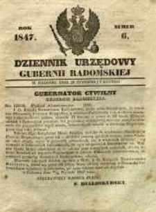 Dziennik Urzędowy Gubernii Radomskiej, 1847, nr 6