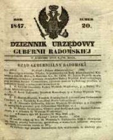 Dziennik Urzędowy Gubernii Radomskiej, 1847, nr 20