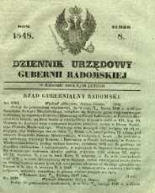 Dziennik Urzędowy Gubernii Radomskiej, 1848, nr 8