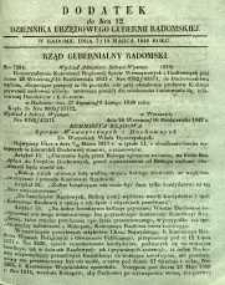 Dziennik Urzędowy Gubernii Radomskiej, 1848, nr 12, dod.
