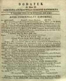 Dziennik Urzędowy Gubernii Radomskiej, 1848, nr 18, dod.