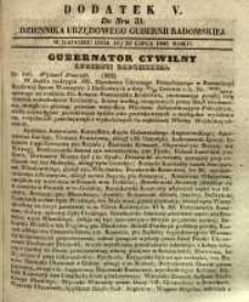 Dziennik Urzędowy Gubernii Radomskiej, 1848, nr 31, dod. V
