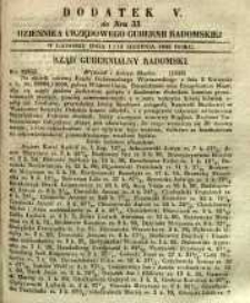 Dziennik Urzędowy Gubernii Radomskiej, 1848, nr 33, dod. V