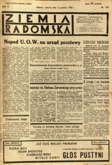 Ziemia Radomska, 1932, R. 5, nr 278