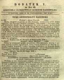 Dziennik Urzędowy Gubernii Radomskiej, 1848, nr 43, dod. V