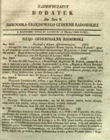 Dziennik Urzędowy Gubernii Radomskiej, 1849, nr 9, dod. nadzwyczajny