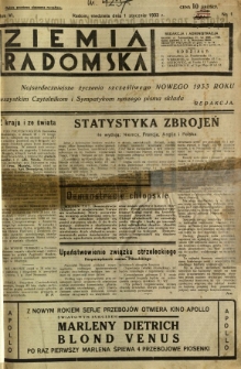 Ziemia Radomska, 1933, R. 6, nr 1