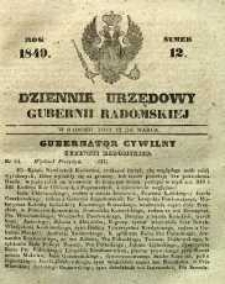 Dziennik Urzędowy Gubernii Radomskiej, 1849, nr 12