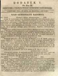 Dziennik Urzędowy Gubernii Radomskiej, 1849, nr 32, dod. V